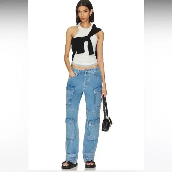 GRLFRND Blue Straight Leg Jeans - Picture 2 of 12